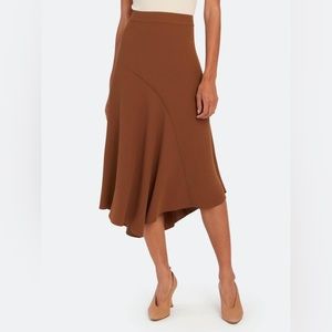 Vince panel skirt asymmetrical midi neutral brown size 10 career wear